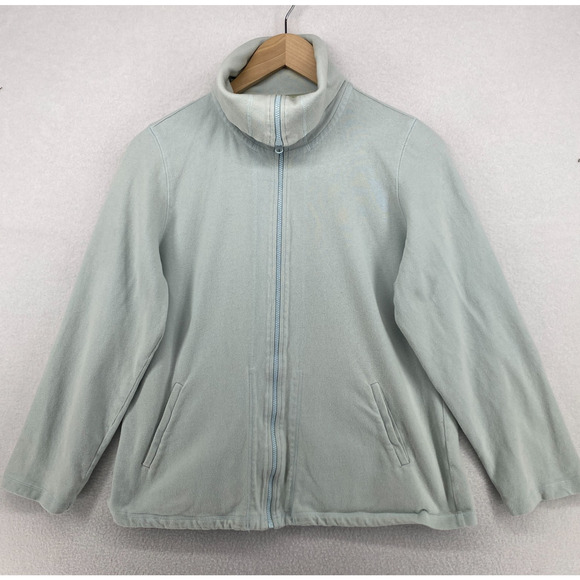 Eileen Fisher Jackets & Blazers - EILEEN FISHER Jacket M Heavy Brushed Jersey Organic Cotton Full Zip Light Blue
